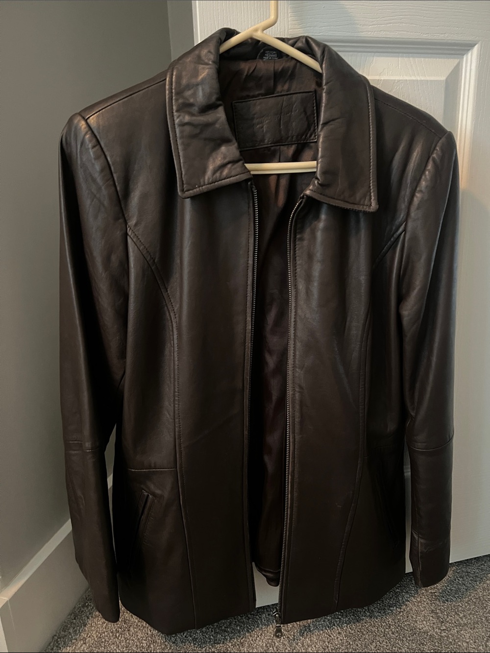 Women’s Brown Leather Zip-Front Jacket